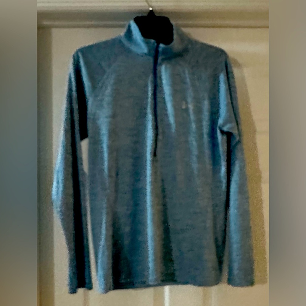 Adidas, light blue, zip up, long-sleeves, size large.